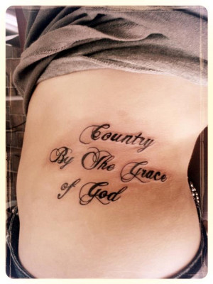 Country By The Grace Of God Tattoo On Rib Side