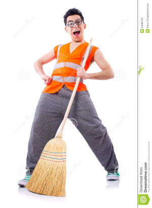 Funny Janitor Isolated White