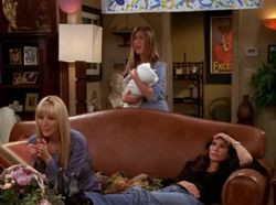 In the coffee house, when Ross and Joey are having a fight about Joey ...