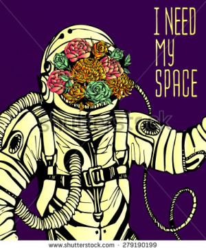 Space concept with astronaut, Quote Background and flowers, typography ...
