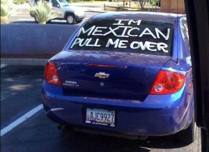Racial Profiling in Action as shown on this person`s car