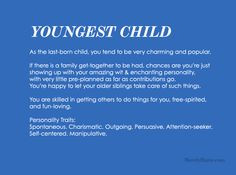 Discover your birth order personality! Youngest Child Personality ...
