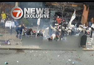 Notice the barriers blown back towrds the pavement, not out on the ...