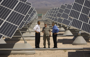 Howard Belote U.S. President Barack Obama (L) tours a solar power site ...