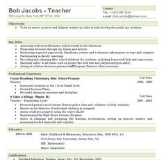 ... Resumes for New Teachers | Free Elementary Teacher Resume Template