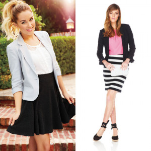 Lauren Conrad - Ruched Sleeved Bow Back Blazer , Pintuck Inset Peter ...