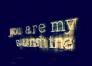 the quote 'You Are My Sunshine' as a neon sign