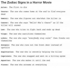 Aquarius! Zodiac signs in a Horror Movie