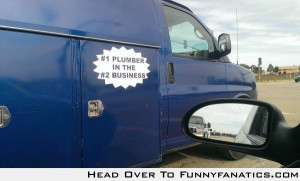 Sign on a local plumbing truck