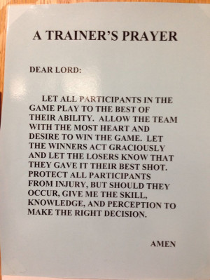 trainer's prayer