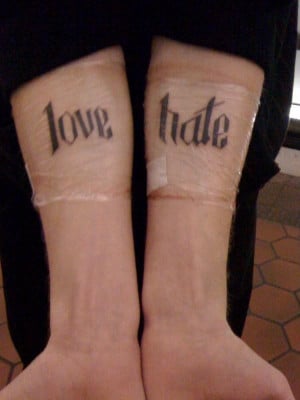 Love And Hate Tattoo Laser...