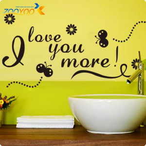 Free Shipping 'I Love You More ' English Quote Black Vinyl Wall Decals ...
