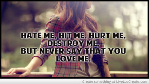 Hate Me Hit Me Hurt Me Destroy Me But Never Say That You Love Me