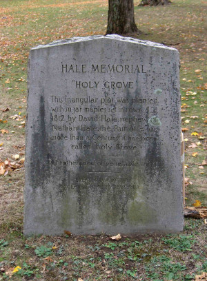 Description Nathan Hale Homestead stone marker.JPG