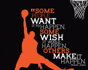 MICHAEL JORDAN 'Make It Happen& #39; Quote Typographic Poster - 16x20 ...