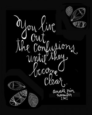 Quote by Anais Nin: You live out the confusions until they become ...