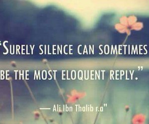 Surely silence can sometimes be the most eloquent reply.