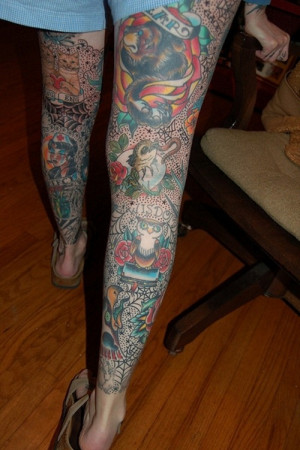 More women choose leg sleeves tattoo and even colorful, it is cool and ...