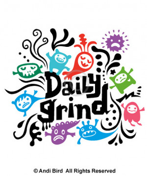 Daily Grind t shirt graphic - colored by birdarts