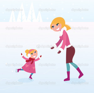 Photo - Walk. Happy mother and daughter. Funny picture. Cartoon image ...