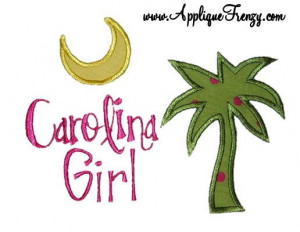 Carolina Girl Machine Embroidery Applique Design 347