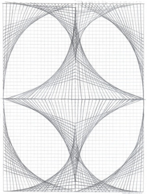 design made up entirely of line segments, giving the illusions of a ...
