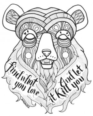 ... Print, Bear Linear Drawing - Charles Bukowski Quote on Etsy, $20.17