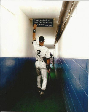 MLB-Baseball-NY-Yankees-Derek-Jeter-touching-the-sign-with-Dimaggio ...