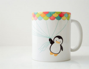 cute, mug, penguin