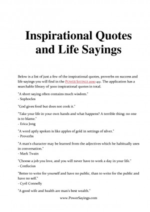 Inspirational Quotes and Life Sayings by PowerSayings