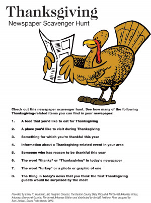 Thanksgiving Newspaper Activities
