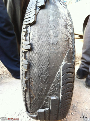 Tyre Damage - My Experience with a stock MRF Tyre on the Ford Figo ...