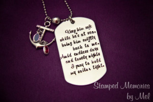 Navy Wife's Prayer - Hand Stamped Stainless Steel Dog Tag - Anchor ...