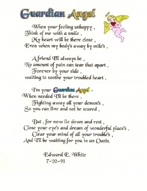 ... Guardian Angel Poems poem angel. Great to notice every influence that