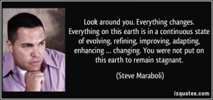 Look around you. Everything changes. Everything on this earth is in a ...