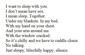 Want To Sleep With You, Just Sleepy, Blissfully Happy, Silence: Quote ...