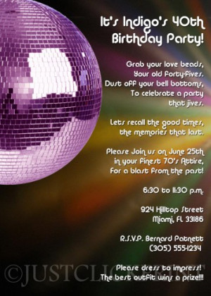 Disco Ball 70s Birthday Party Invitation - Printable Uprint