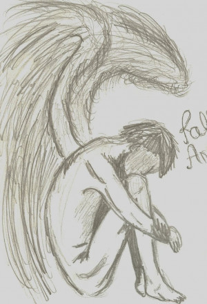 drawing of a fallen Angel, just random :) by u-yes-u-i-love-u