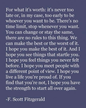 It's never too late...