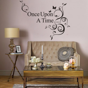 ID: 1703931444 Wall Sticker Black Ana Saying Once Upon A Time Quotes ...
