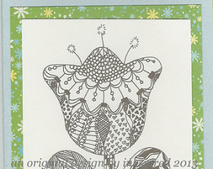 Garden Flower Fantasy zentangle bla nk notecard print from original ...