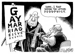 Funny Catholic Priest Gay Marriage Eye Test Pedophile Joke Cartoon ...