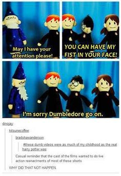 WHY DID THAT NOT HAPPEN!? Potter Puppet Pals made me laugh every time.