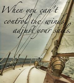 when you can't control the winds, adjust your sails.. this quote is ...