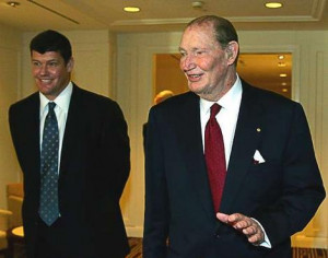 James and Kerry Packer on their way to PBL's annual general meetingin ...