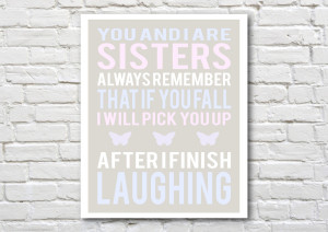 Happy Birthday Twin Sister Quotes Sisters art print- printable