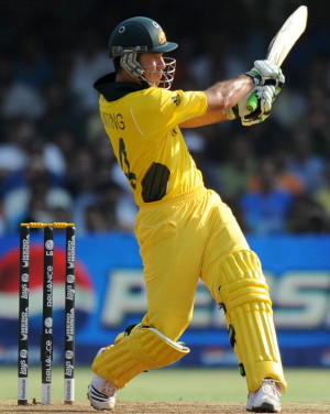Ricky Ponting pulls the ball