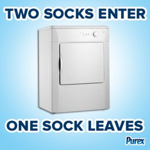 The Laundry Gauntlet -- Two socks enter, one sock leaves. #words