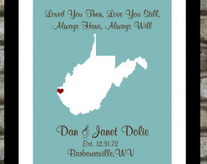 ... West Virginia Wedding Anniversary Custom Gifts Wv Bridal Shower