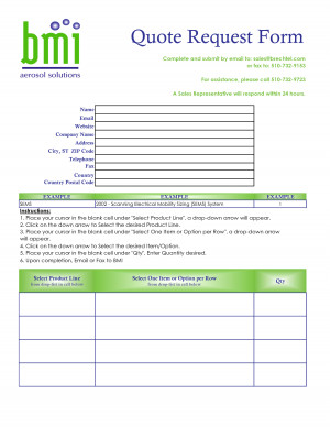 bmi quote sheet (Excel)